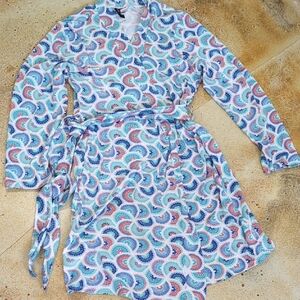 Aqua Et Sol | Blue and Pink Geometric Soft Stretchy Robe Size S